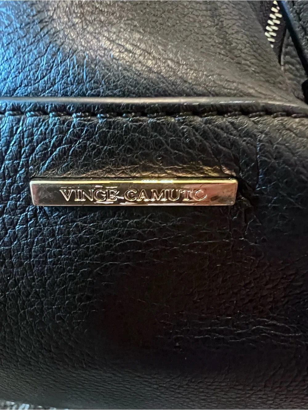 Vince Camuto Black Pebbled Leather Hobo Shoulder Bag